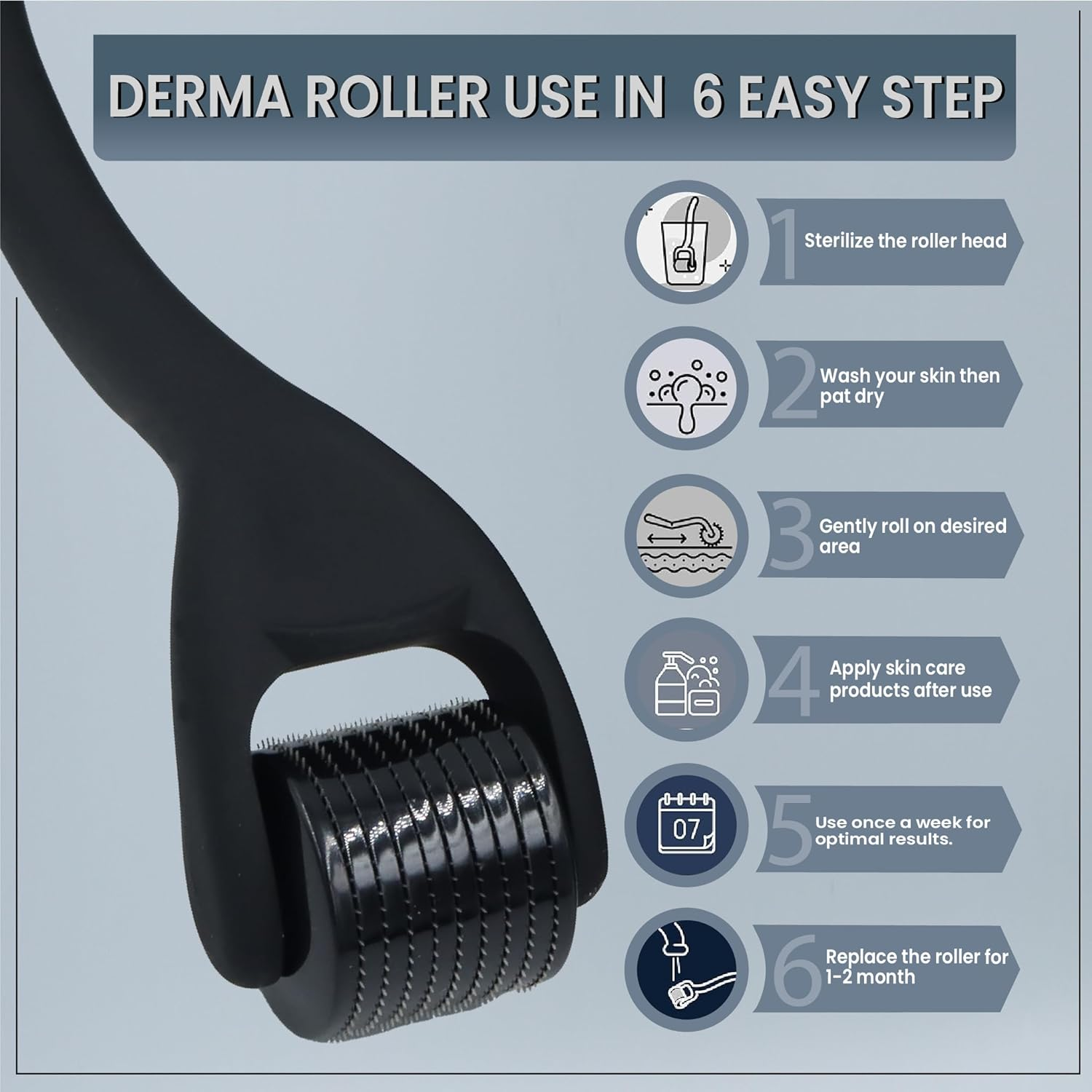GHORI Derma Roller for Hair Growth with 540 Microscopical Needles Repairs Damaged Hair, Activates Hair Follicles for Hair Fall & Hair Thickening (.50MM) image number 3