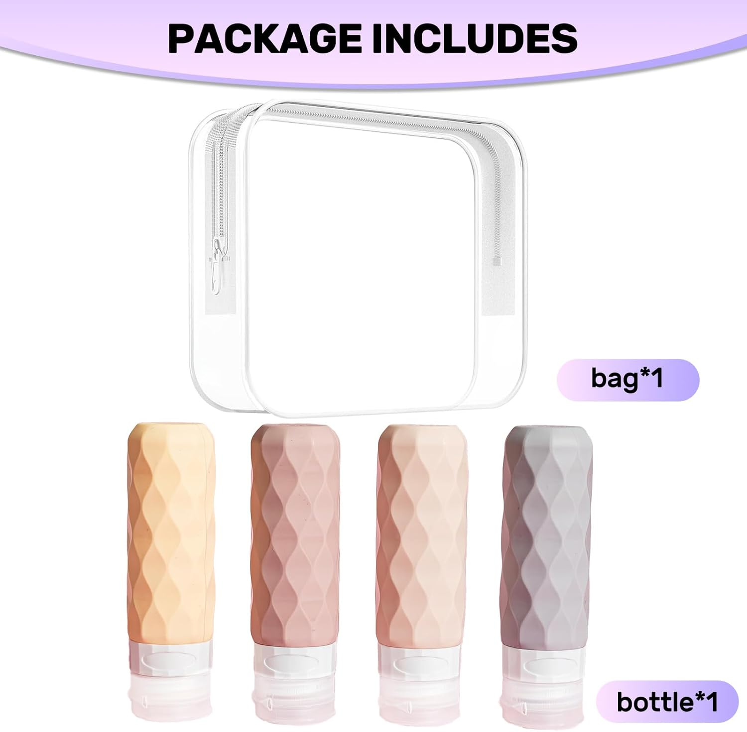 Rhoyee Leak Proof Silicone Travel Bottles for Toiletries 4PCS TSA Approved Refillable Travel Size Containers for Shampoo Conditioner Lotion for Business Travel Holidays Students and Moms image number 6