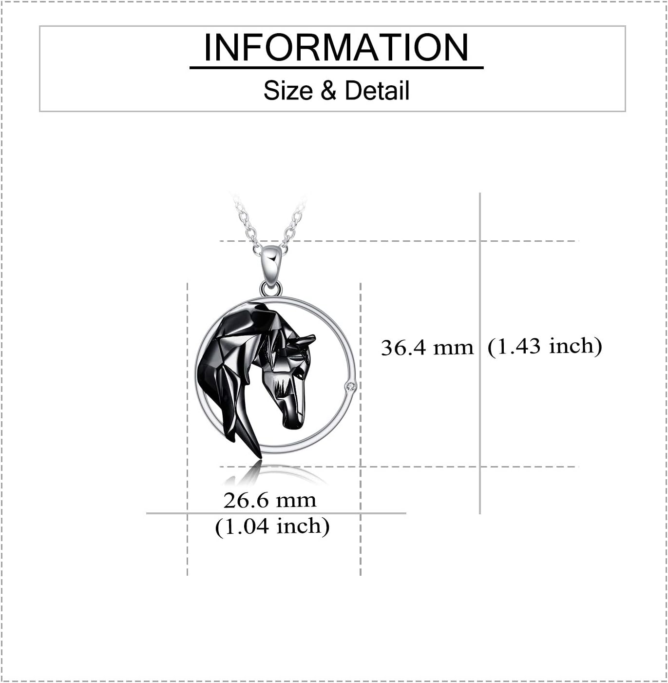 ONEFINITY Horse Necklace Sterling Silver Origami Horse Pendant Necklace for Women Jewelry image number 6