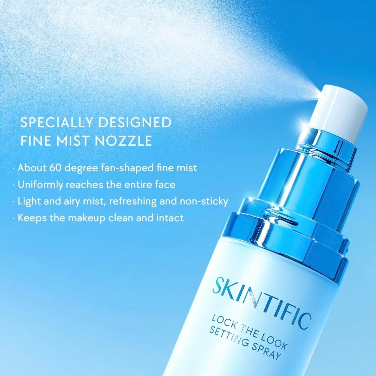 Skintific Lock the Look Setting Spray, Blue, Long-Lasting Oil Control, 16H Wear, Matte Finish, Blue Light Defense, 80Ml image number 2