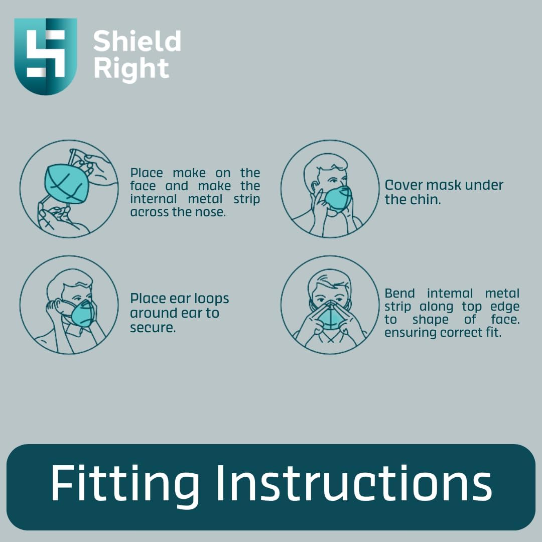 Shield Right KN95 Face Masks 10 Pack &ndash; Individually Wrapped 5-Ply Disposable Masks | N95 P2 Equivalent | Black or White | Comfortable, Breathable, Latex-Free