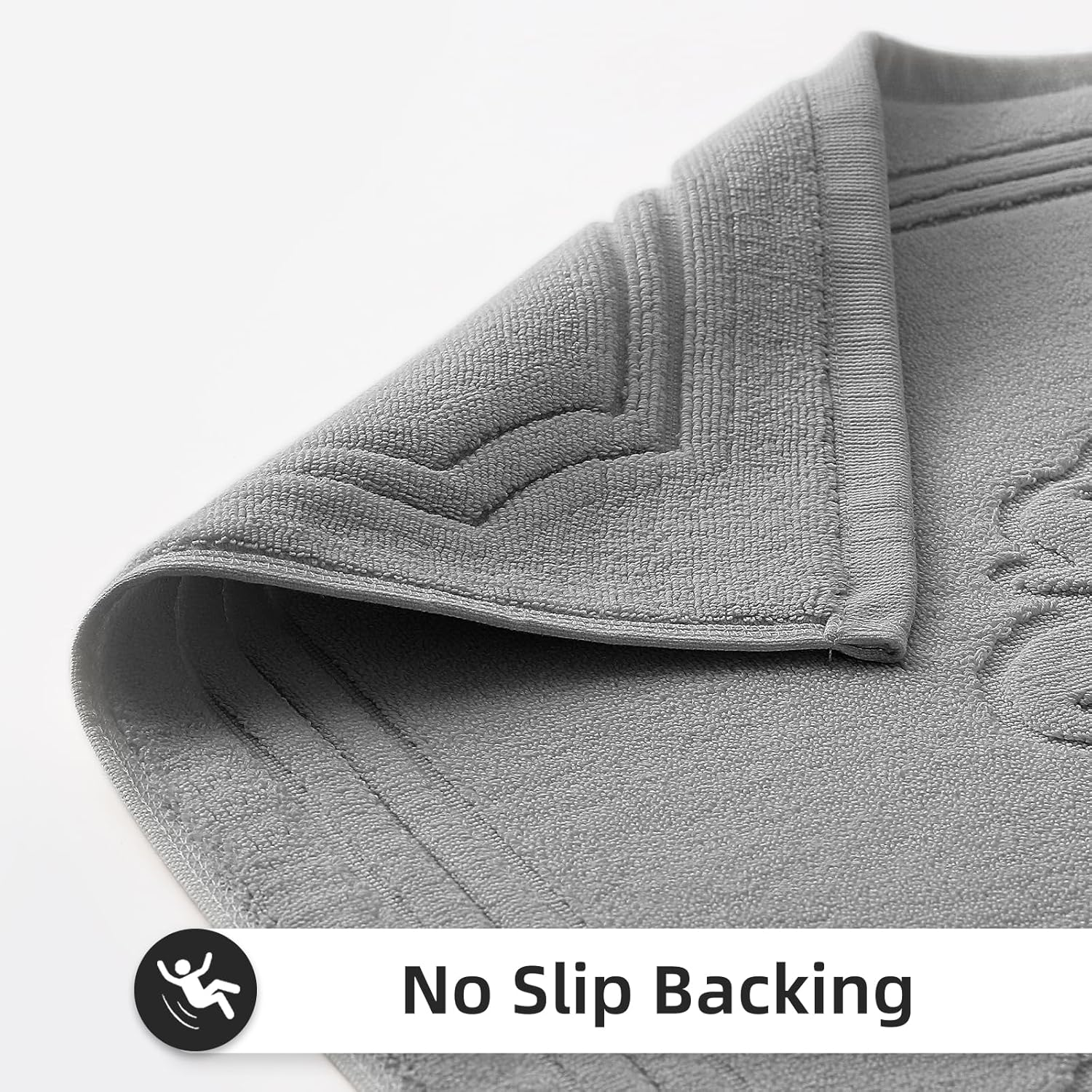 Luxury Bath Mats Set of 2 50 X 80Cm Extra Large Premium Combed Cotton Super Soft & Absorbent Bathroom Floor Towels Hotel Quality Machine Washable (Not Bath Rug) (Gray)