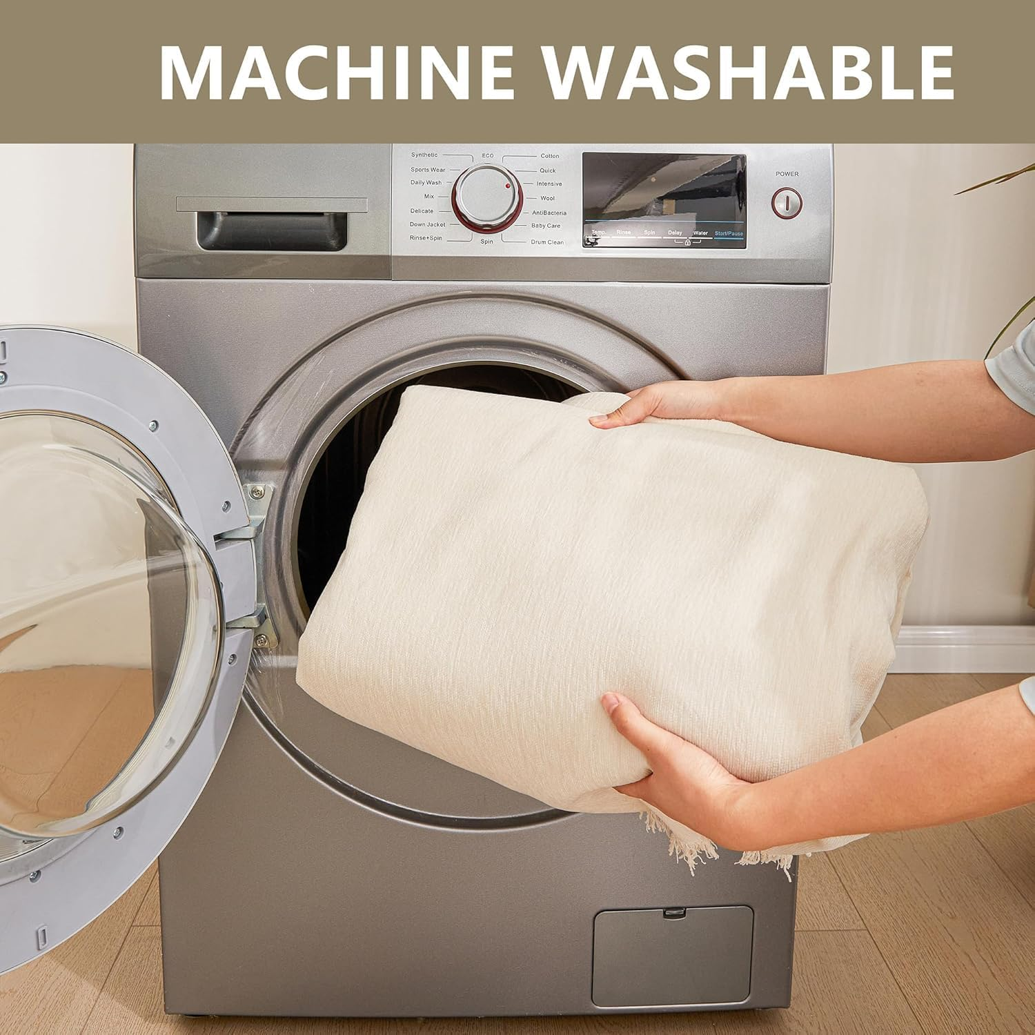 Couch Cover for Pets, Couch Covers for 2 Cushion Couch Sofa Sectional L Shape Chenille Sofa Cushion Covers for Pets, Throw Couch for Dogs, Kids (Beige, 180 X 300Cm) image number 5