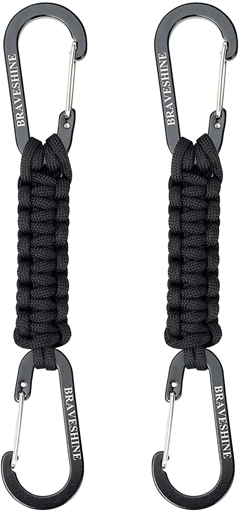 BRAVESHINE Paracord Keychain Keyring, Outdoor Carabiner Hanging Hooks Parachute Cord Mommy Clip Hook Stroller Hooks for Water Bottle, Keys, Backpack, Hanging Tools, Knife, Flashlight, Camping, Hiking image number 2