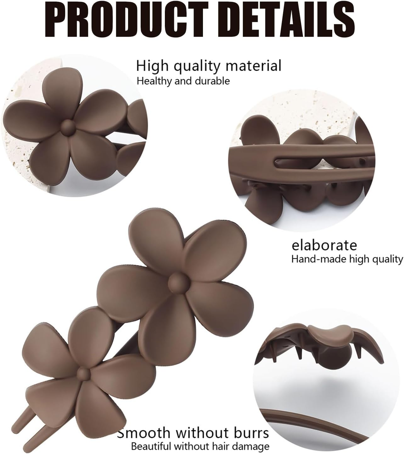 Xanthelle Women'S Hair Clip, Elegant Frosted Flowers Hair Clips with Duck Beak Design, Flat Hair Clips for Women, Hair Clip, Hair Clip, Everyday Decoration image number 4