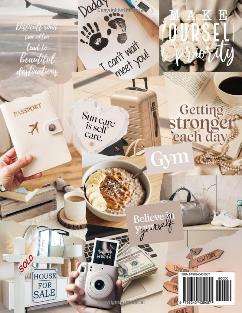 Vision Board Clip Art Book: White and Beige Collection of Powerful Pictures, Quotes, Words, and Affirmations to Create Dream Boards for Women & Men