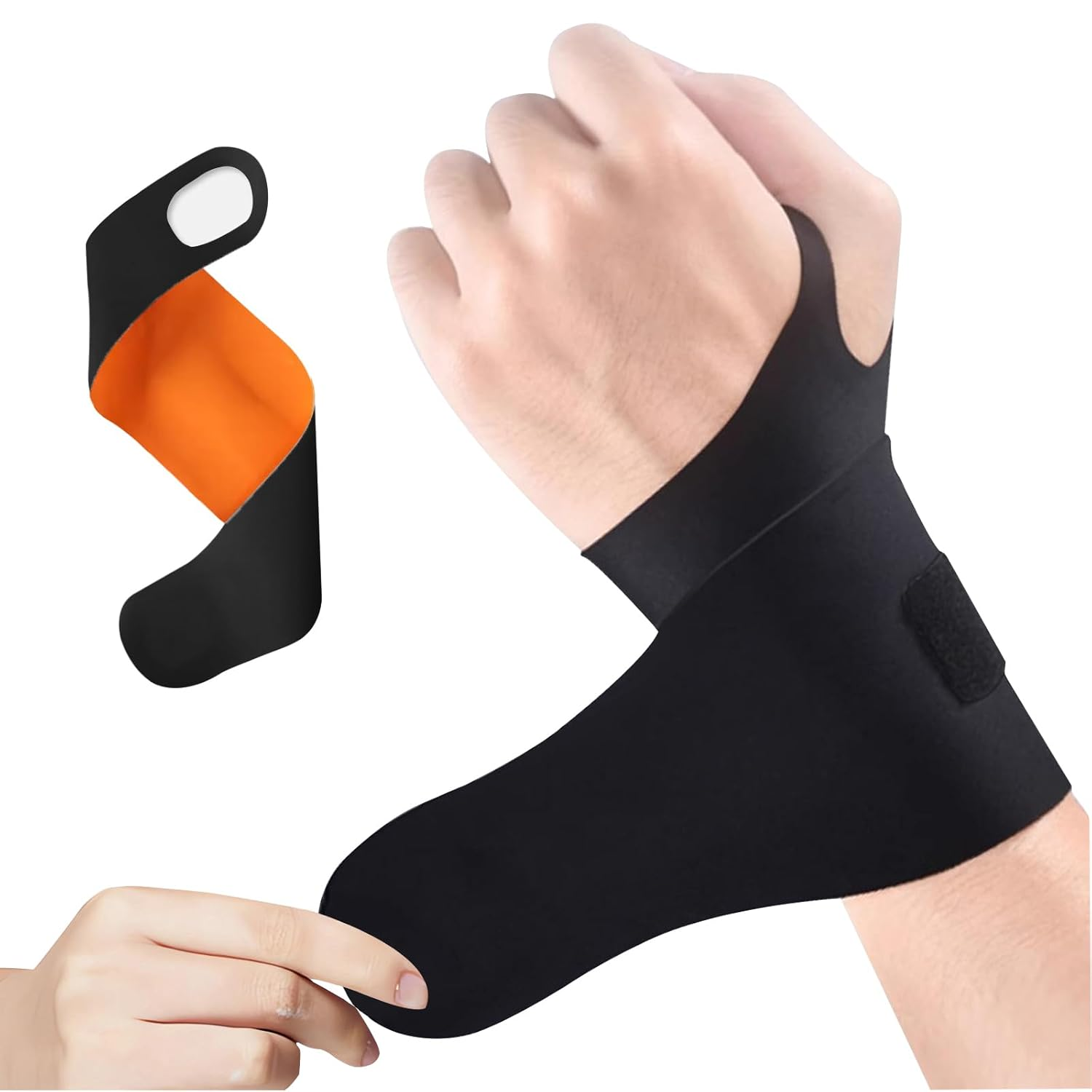 Wrist Supporter Attached Tendon Shaft Joint Protection Thumb Supporter Pressure Control Base of Thumb Supporter Protection Prevention of Injury Wrist Supporter Ultra-Thin, Lightweight Sweat-Absorbing Fast Drying Sports Housework Childcare Computer/Smartphone Operation Unisex (1, Black)