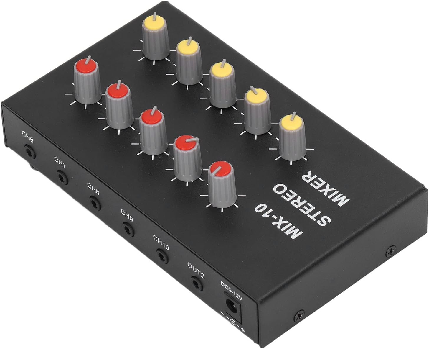 10 Channel Stereo Mixer, Adjustable Volume Aluminum Alloy Shell DC5‑12V Amplifier Mixer for Home Theater image number 4