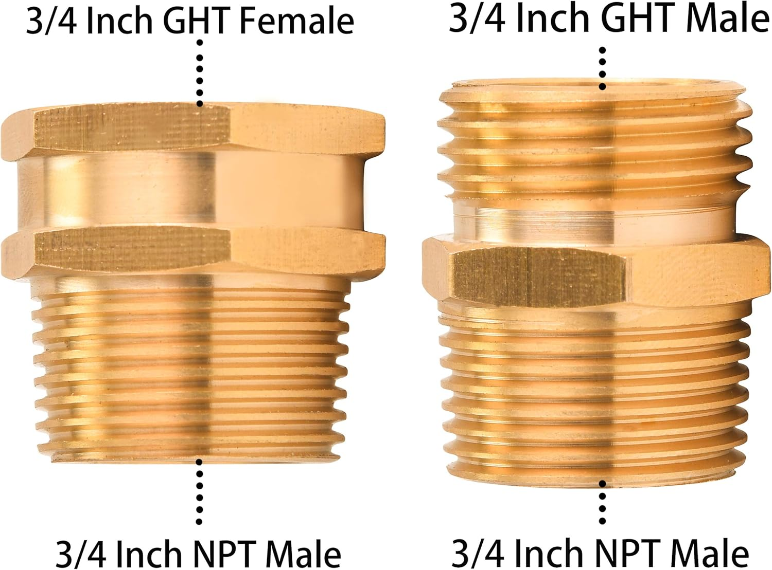 M MINGLE Garden Hose Adapter, 3/4 Inch GHT to 3/4 Inch NPT Brass Connector, with Extra 8 Washers image number 1