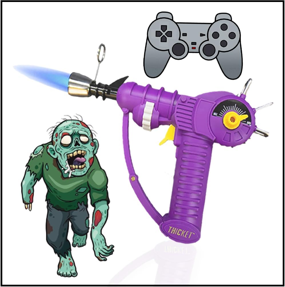 Thicket Inspired Raygun Refillable Butane Torch Lighter, Home Kitchen and Cooking Torch with Safety Lock and Kickstand (Butane Not Included) (Purple) - Purple image number 3