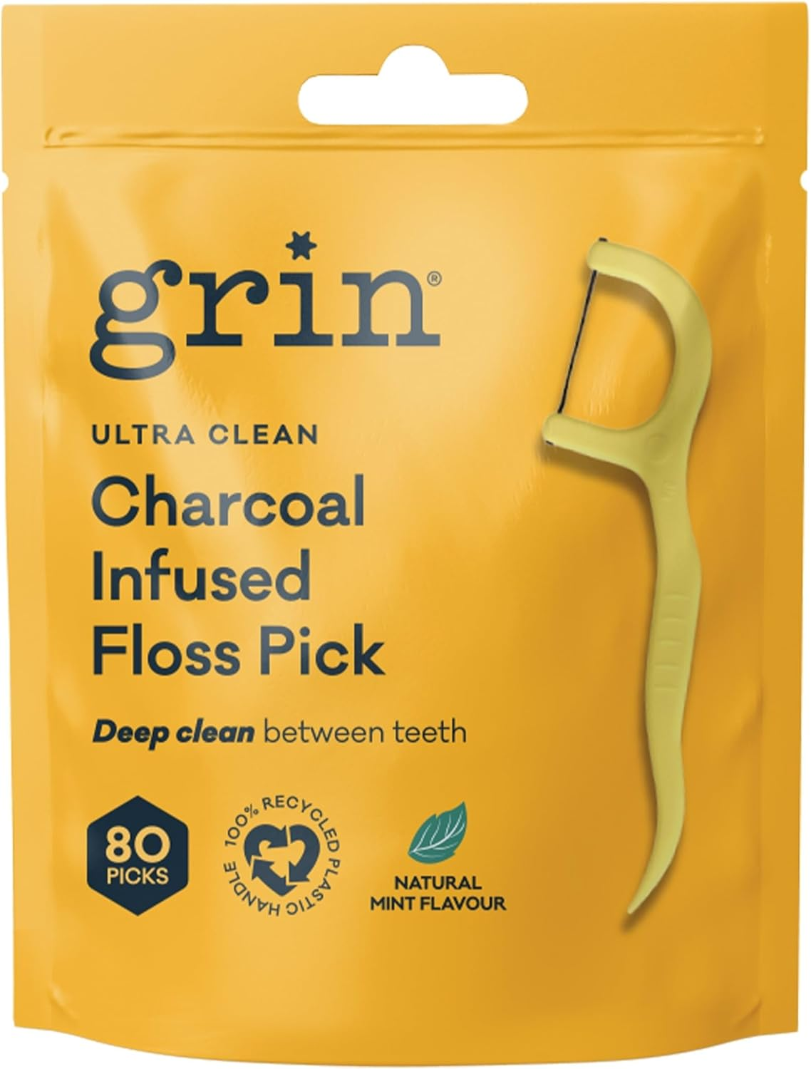 Grin Ultra Clean Adult Floss Picks, 80 Pack
