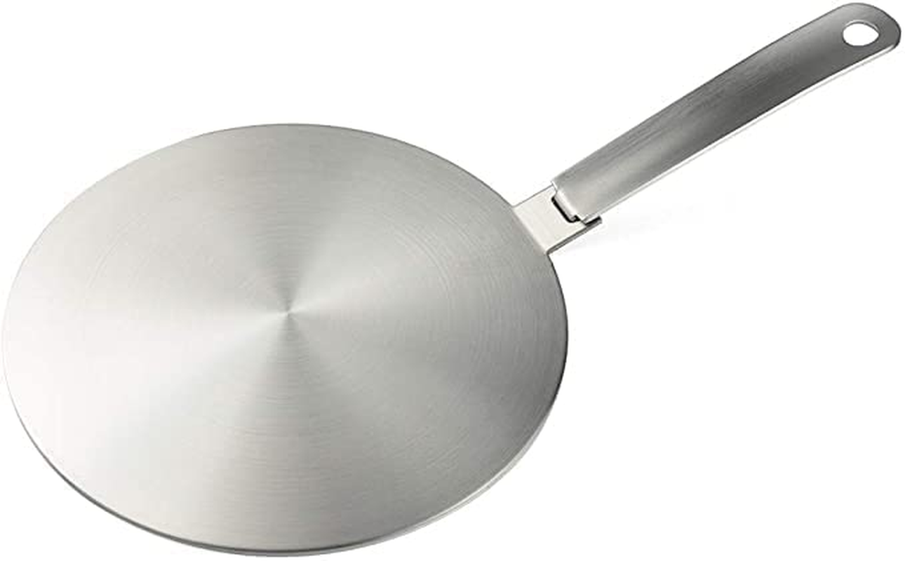 2020 Newest Heat Diffuser Stainless Steel Induction Adapter Plate Removable Handle Coffee Milk Cookware Induction Hob Heat Cooking Diffuser for Electric Stove 5.5Inch image number 1