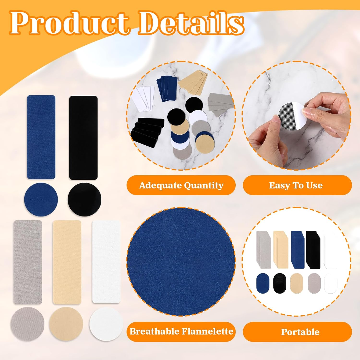 30Pcs Shoe Patches for Holes, Self-Adhesive Shoe Heel Repair Patch 5 Colors Shoe Hole Repair Patch Kit for Sneakers and Mesh Shoes (Rectangular and round Shapes) image number 2