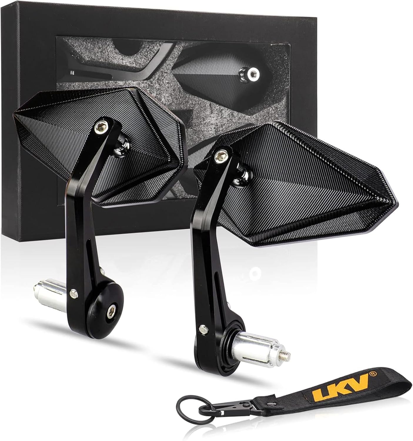 LKV Motorcycle Bar End Mirrors 7/8" 22Mm - Anti-Blue Motorcycle Side Rearview Mirrors 360 Degrees CNC Aluminum Alloy Handlebars Mirror for Kawasaki Yamaha Honda ATV Dirt Bike