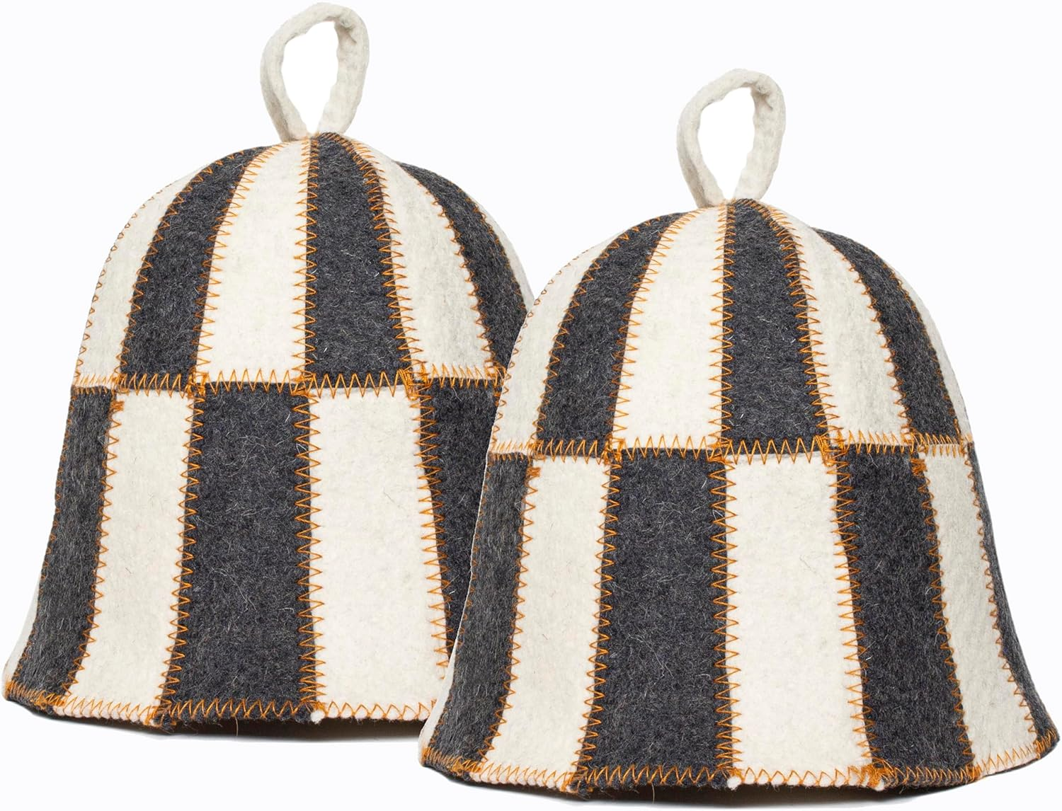 ASKOLD 2 Pcs Wool Sauna Hats Checkered Sauna Accessory - Sauna Hat Cap for Men Women Wool Sauna Hat Banya Hat for Men Women image number 2