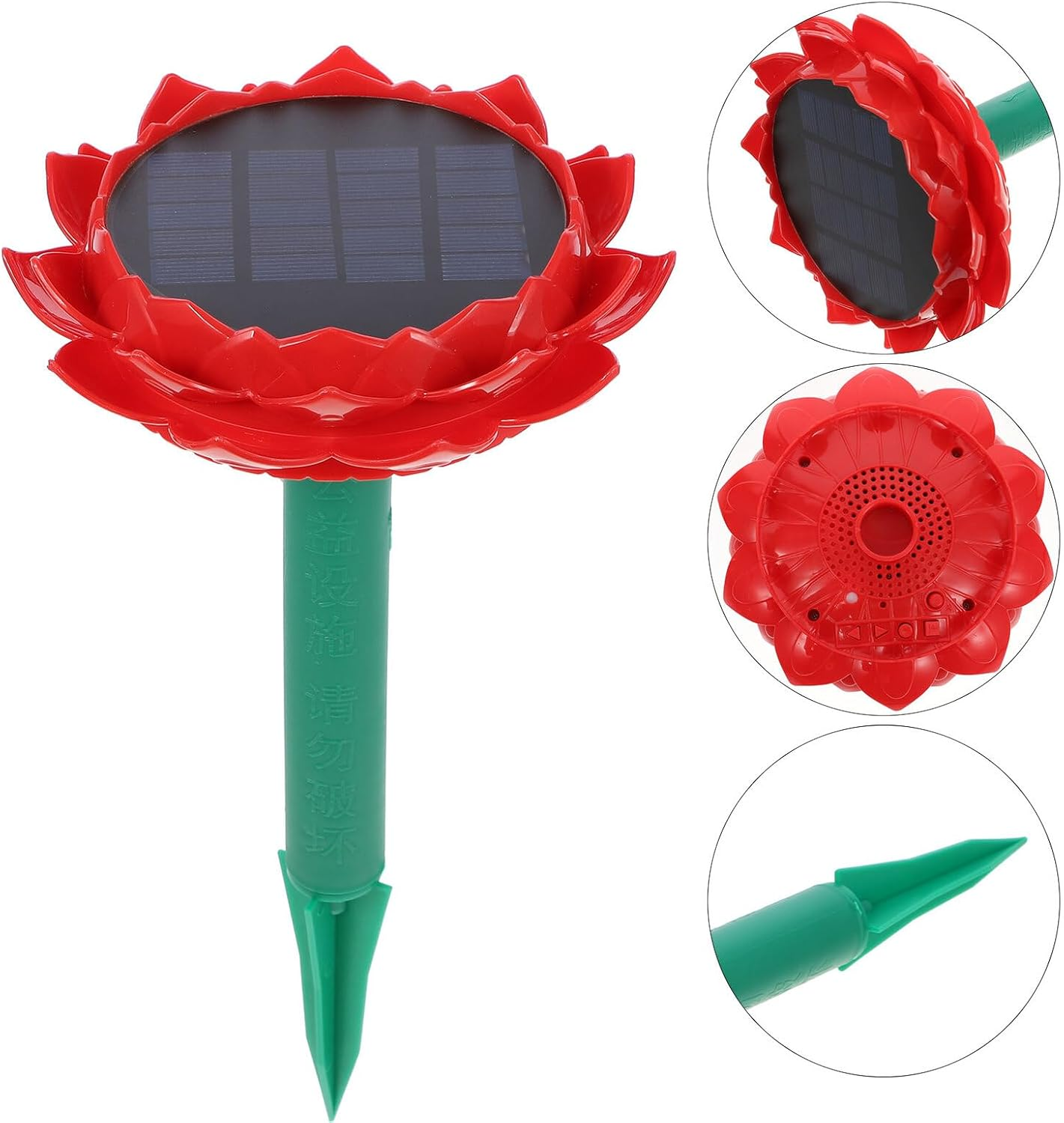 MUELODSIC Waterproof Solar Powered Speaker Portable Outdoor Wireless Speaker with Lotus Design for Garden Courtyard, Sturdy Weather-Resistant Wireless Music Player Featuring Buddhist Songs P image number 1