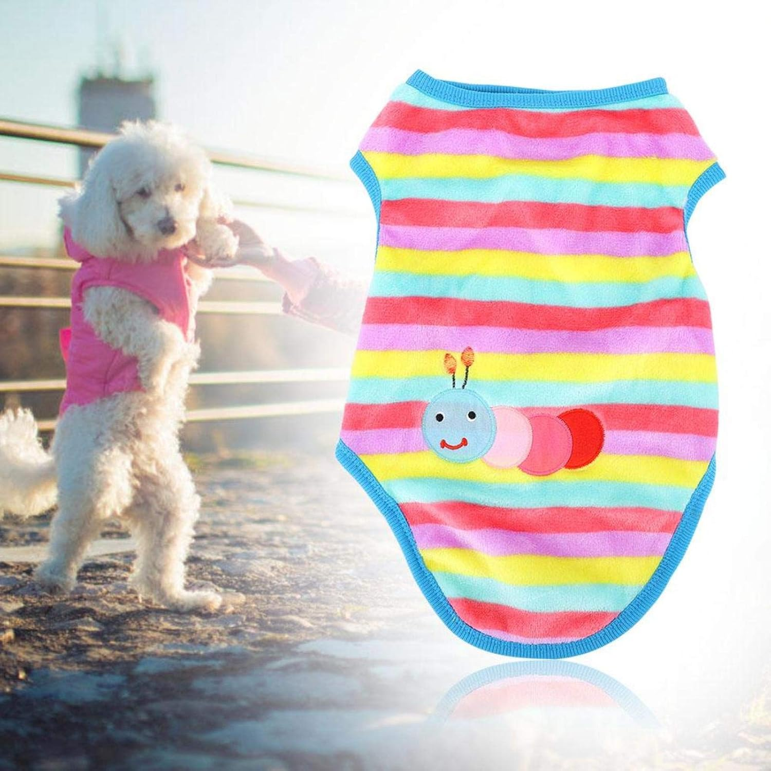 EVTSCAN Breathable Warm Pet Dog Cat Winter Sweater Coat Jacket Clothes Rainbow Cartoon Pattern(S) image number 5