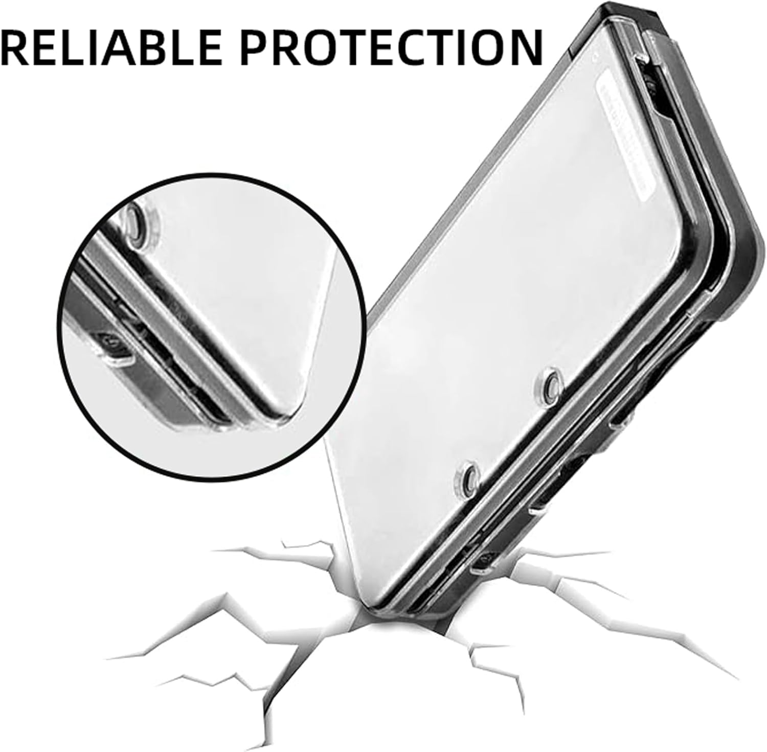 Suytvenxau New 3DS XL Case - Ultra Clear Crystal Transparent Hard Shell Protective Cover Compatible with 2015 Nintendo 3DS XL LL, Shockproof Scratch Resistant Protective Case for Everyday Use image number 2