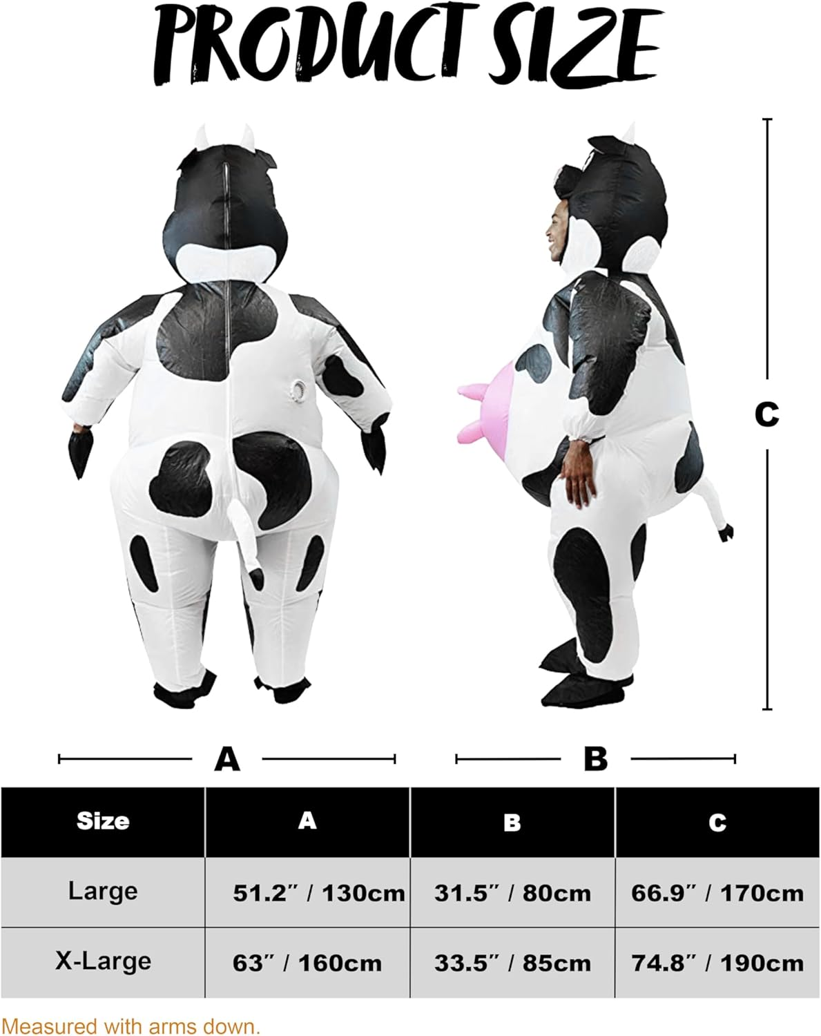 Spooktacular Creations Cow Inflatable Costume Air Blow-Up Deluxe Halloween Cow Costume image number 5