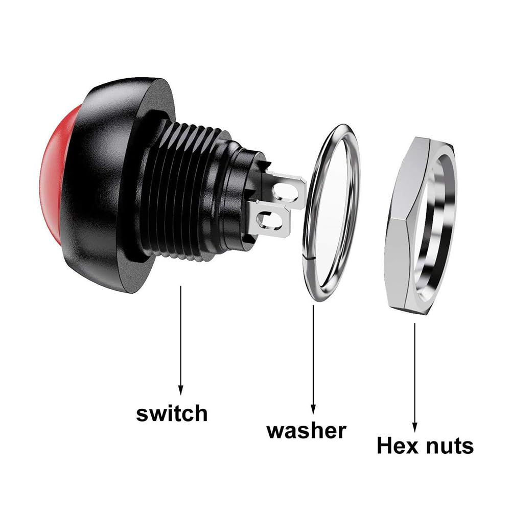 12Pcs PBS-33B 12Mm round Push Button Momentary Switch - SPST Waterproof Mini Switch 1A 250VAC Normally Open (NO) image number 3