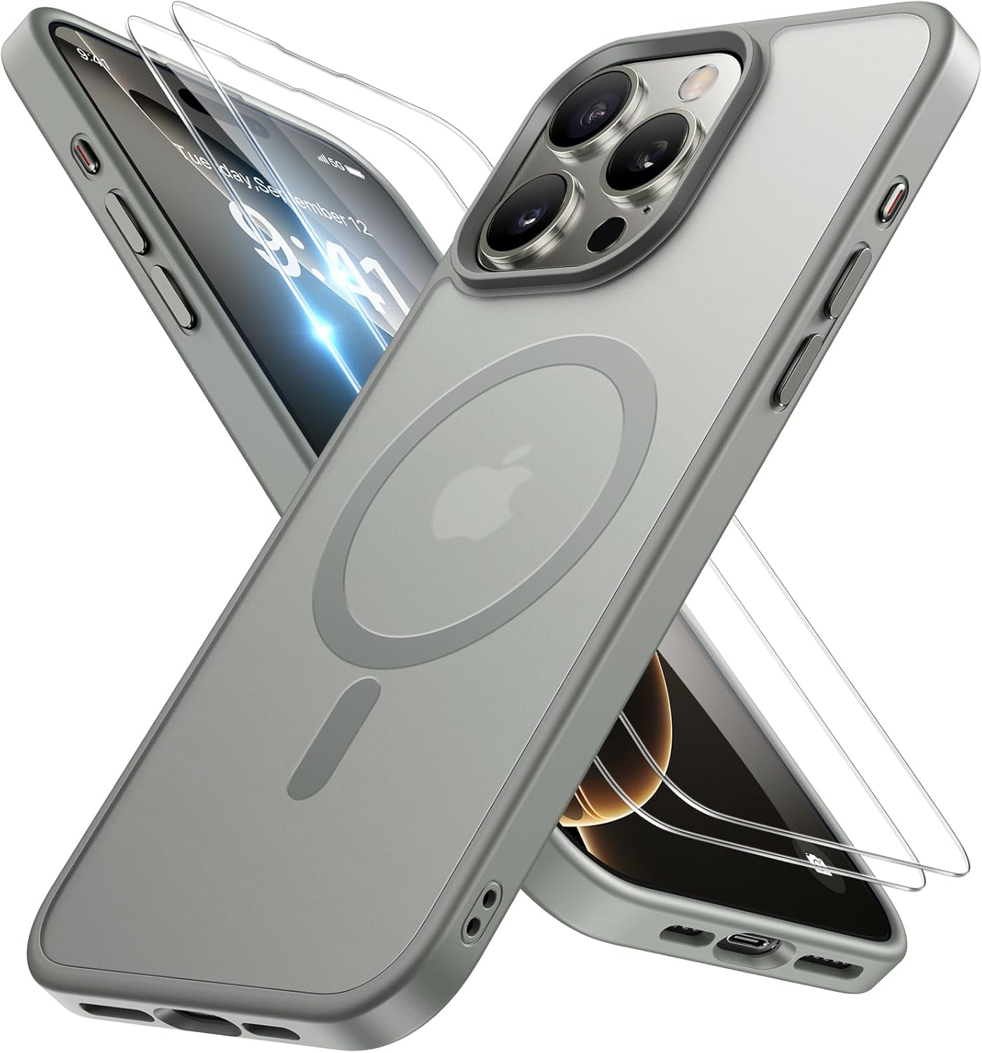 Miracase Magnetic Series for Iphone 16 Pro Max Case [With 2X Screen Protector] Military-Grade Protection, Anti-Fingerprint, Slim Phone Case for 16 Pro Max 6.9 Inch (Mes Pink)