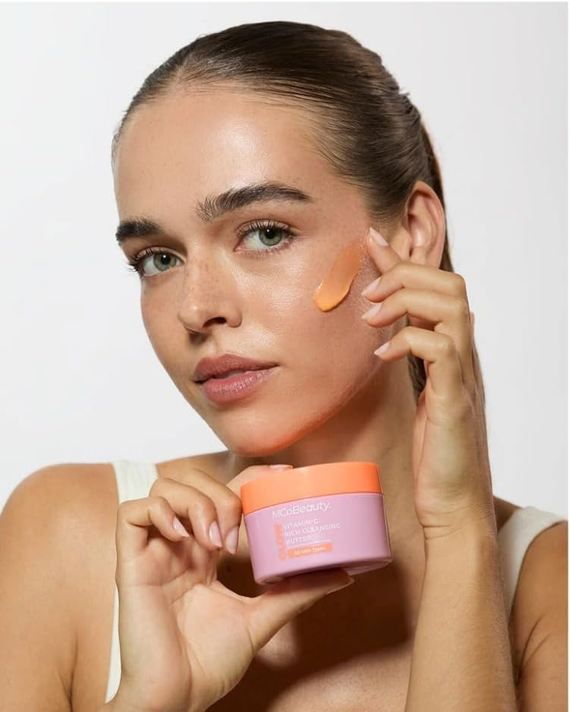 Mcobeauty Vitamin-C Rich Cleansing Butter, GLOW (90 G) &ndash; All Skin Types, 3-In-1 Brightening Face Cleanser, Makeup Remover Balm & Hydrating Moisturising Mask with Mango Seed Butter, Antioxidants & Vitamin C Glow Skincare