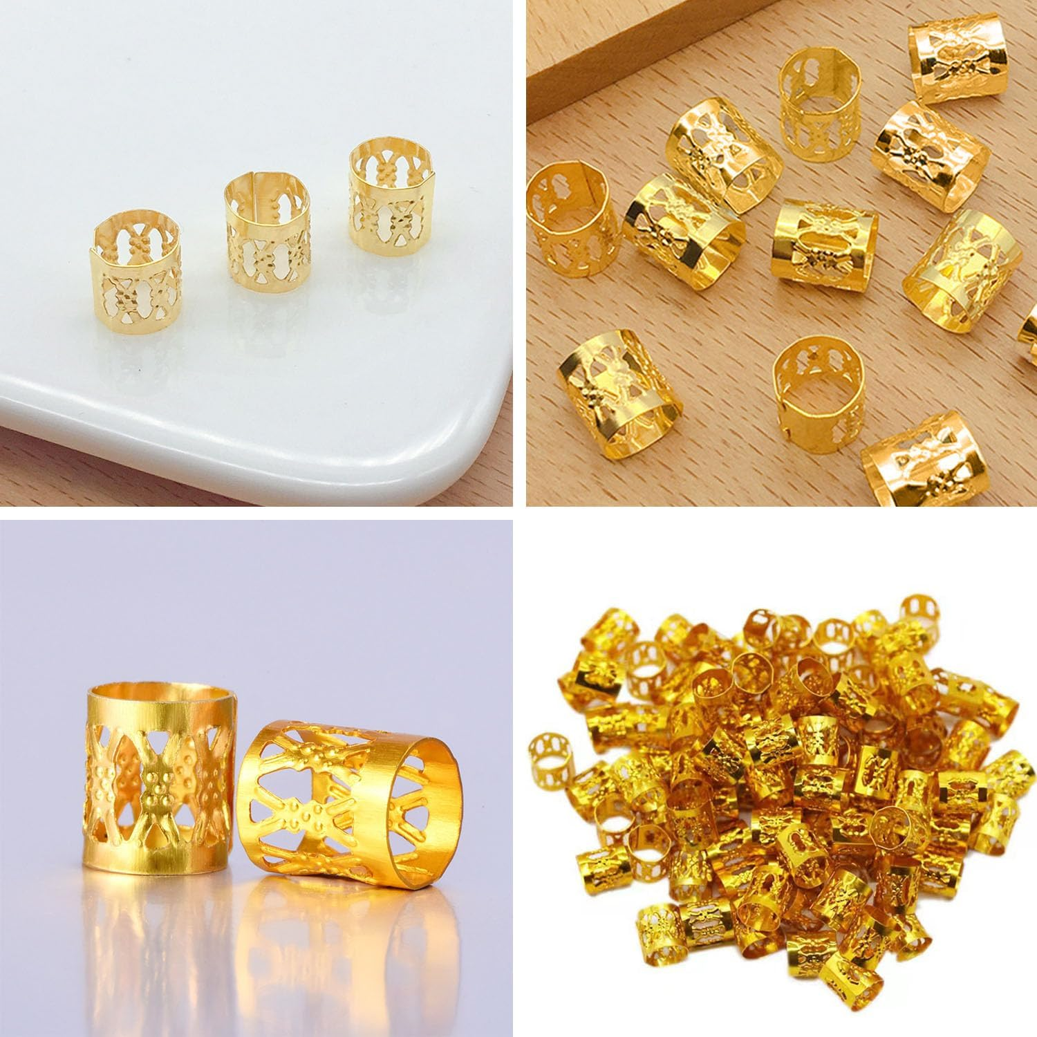 Pack of 100 Hair Accessories for Braids, for Hair Dreadlocks, Jewellery for Hair, Hair Pendants for Women, Hair Braiding Tool, Adjustable Metal, Fashionable, Durable, Exquisite, Golden image number 6