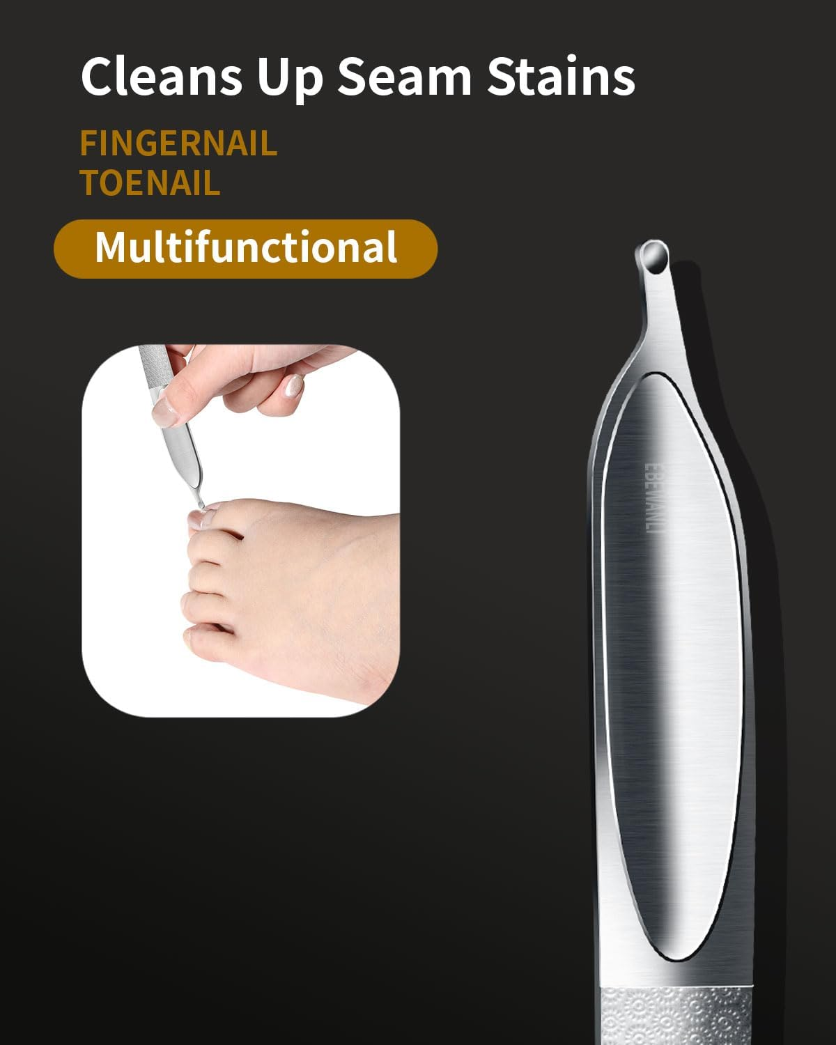 EBEWANLI Curved Nail File, Toenail File for Thick Toenails, 4.9Inch Double Sided Metal Nail File, Stainless Steels Toe Nail Files for Thick Nails, Heavy Duty Fingernail File for Men and Woman image number 2