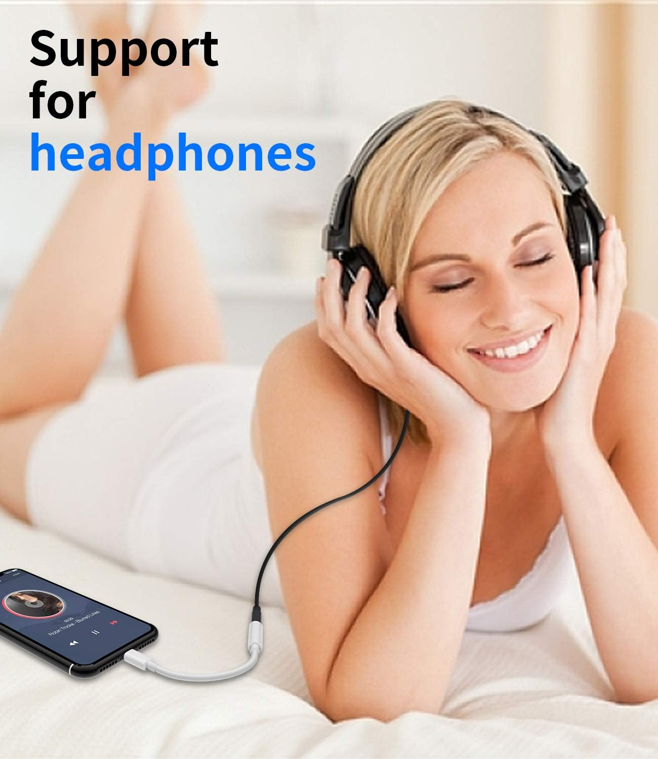 2Pack,Headphone Adapter Dongle to 3.5 Mm Jack Earphone Audio Aux Connector for Iphone 12/11/Xs/X/8/7/Pro/Xr/Se/Max/Plus Support All Ios Lightning Compatible with Ipad Car Music Accessories Headset image number 5