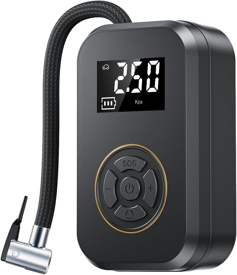 Mershine Inflator Cordless Air Mompressor, Portable Electric Tyre Pump 150 Psi with Digital Display,Air Inflator for Cars, Bike, Basketball image number 1