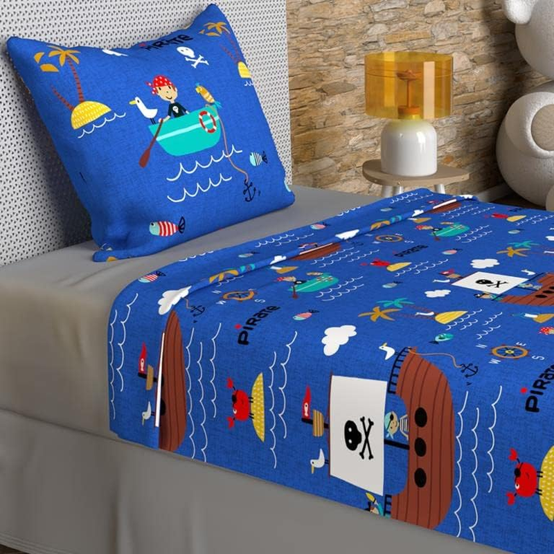 Soleil D'Ocre, Bedding Set 180 X 290 Cm Pirates Blue 100% Cotton 57 Threads/Cm&sup2; image number 1