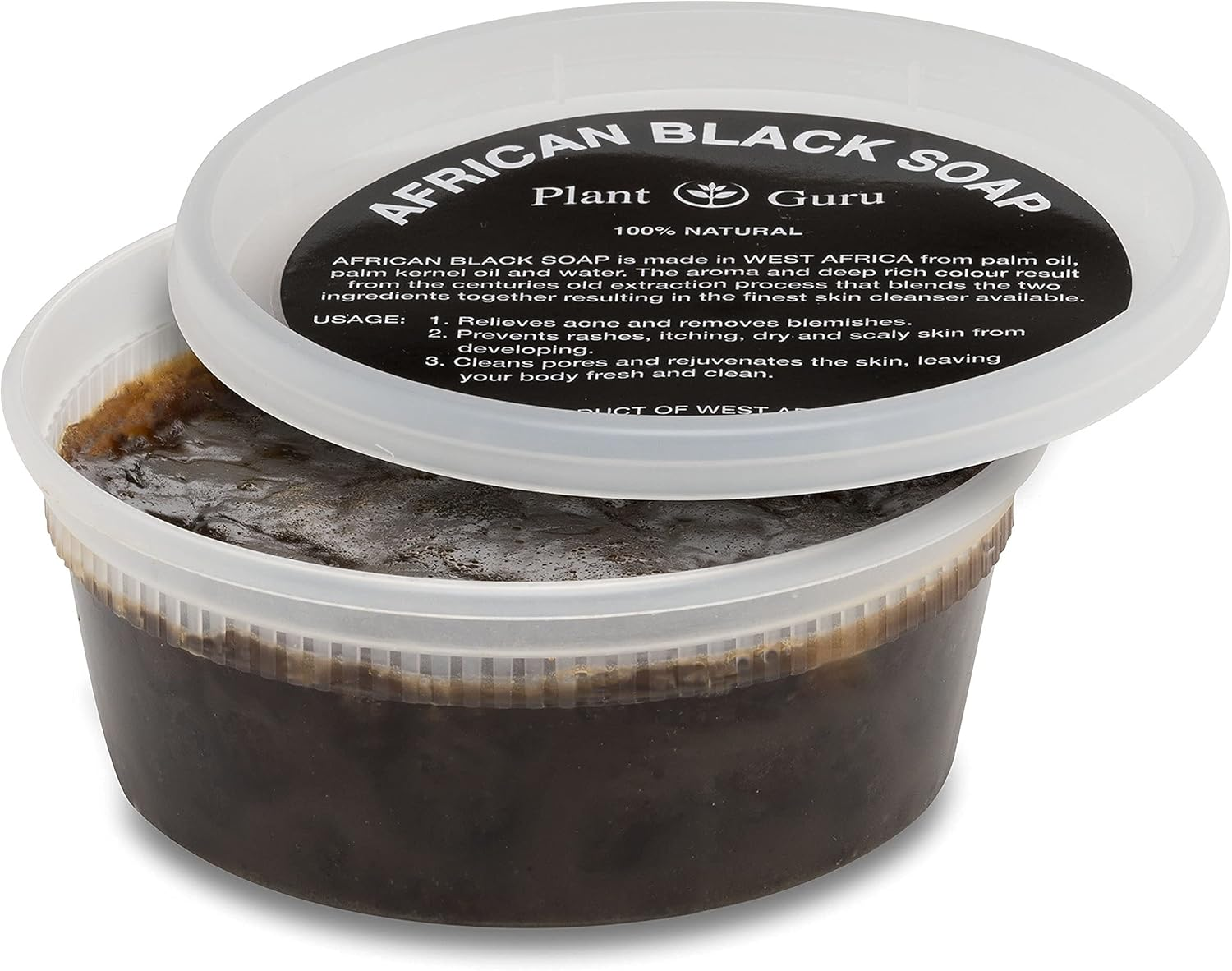 African Black Soap Paste 8 Oz. 100% Raw Pure Natural from Ghana. Acne Treatment, Aids against Eczema & Psoriasis, Dry Skin, Scars and Dark Spots. Great for Pimples, Blackhead, Face & Body Wash. image number 3