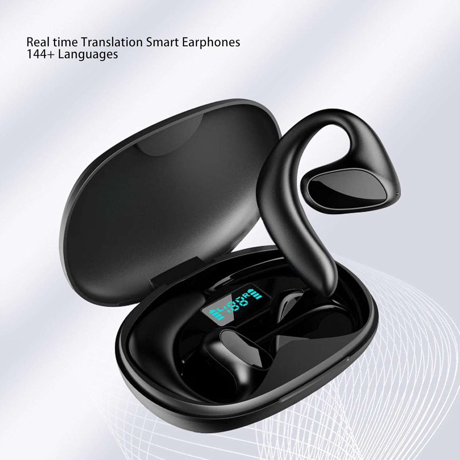 Jiawu Language Translator Earbuds, Two Way Translator Device with APP for 144 Languages, Online Voice Instant Voice Translation for Travel Business Learning (Black)