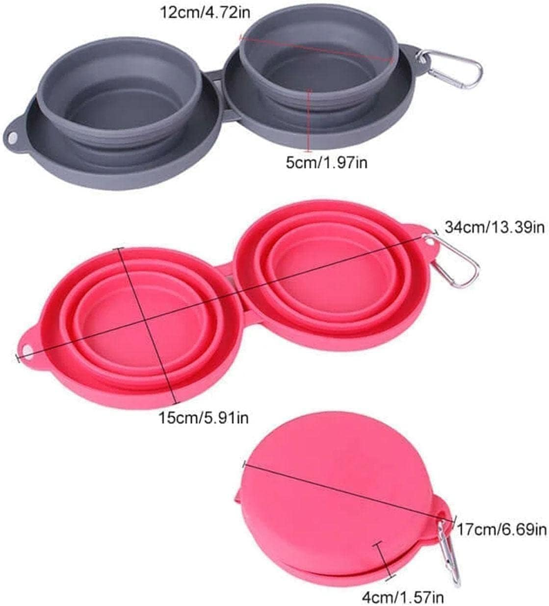 Foldable Dog Bowl Double Bowls for Pet Outdoor Travel Portable Feeders Dog Collapsible Water Food A1W3 Feeder image number 4