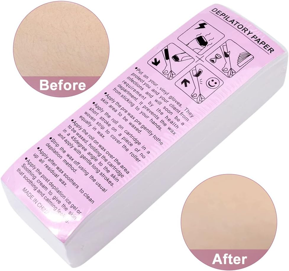 200PCS Wax Strips, Non Woven Fabric Disposable Soft Hair Removal Paper, Professional Beauty Salon Shaving Waxing Strip for Leg, Arm image number 3