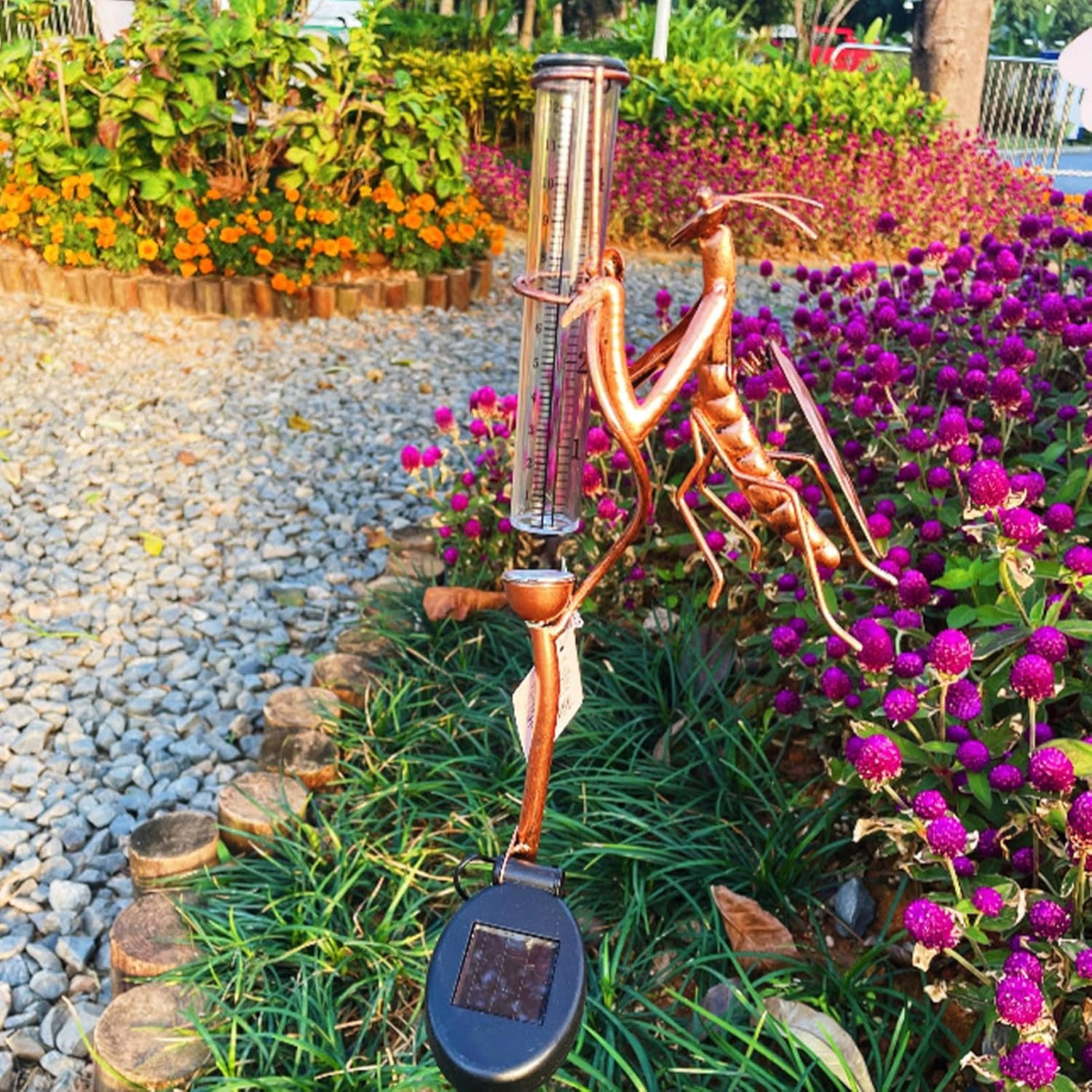 LED Lights Rain Gauge | 2 in 1 Solar Rain Gauges LED Lights | Multi-Functional Measure Gauge, Decorative for Pathways, Patio image number 1