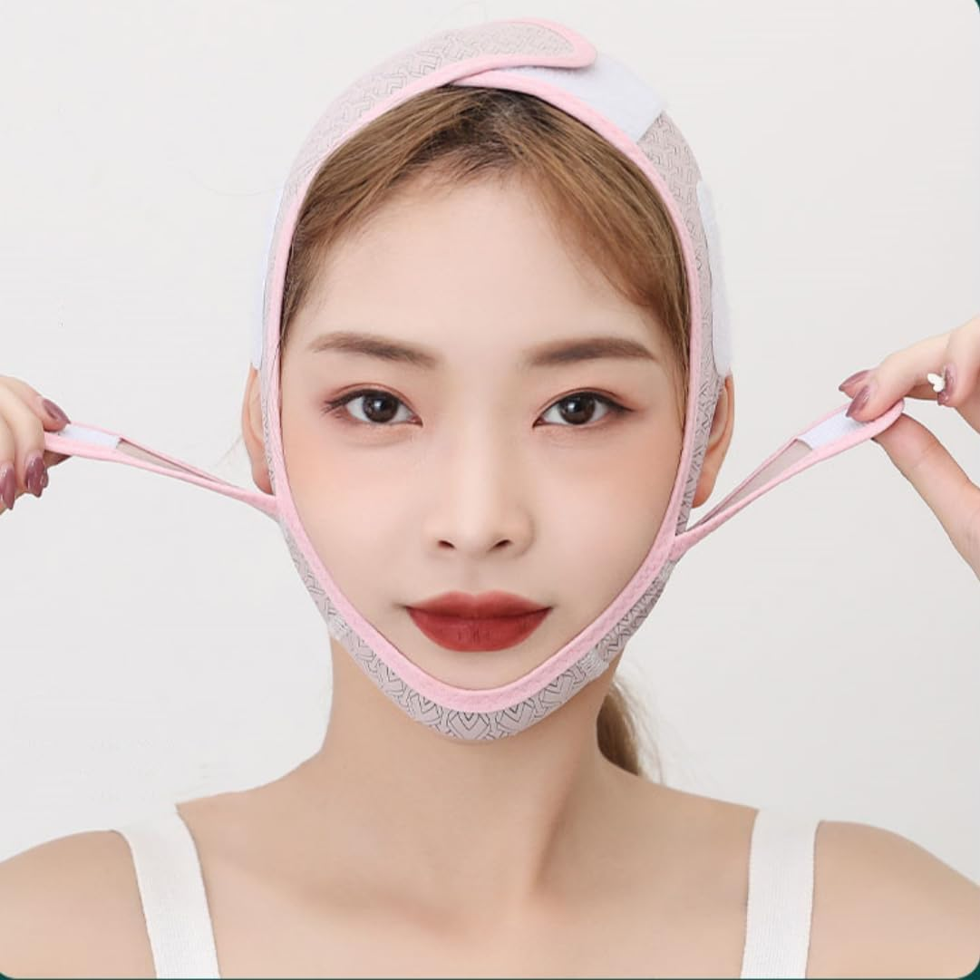 XTYAU Beauty Face Contouring Sleeping Mask Chin, Reusable V Line Lifting Mask,V Line Face Masks, Face Strap Mask Chin up Mask Face Double Mask Chin (Pink) image number 1