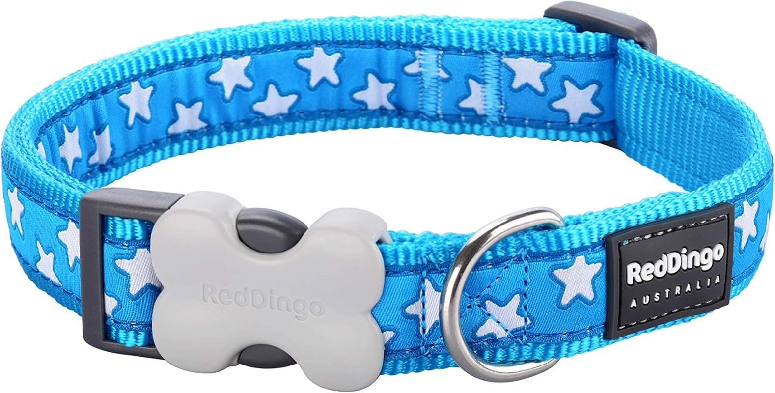 Red Dingo Designer Dog Lead, Turquoise Stars on Lime Green (15Mm X 1.2M) S