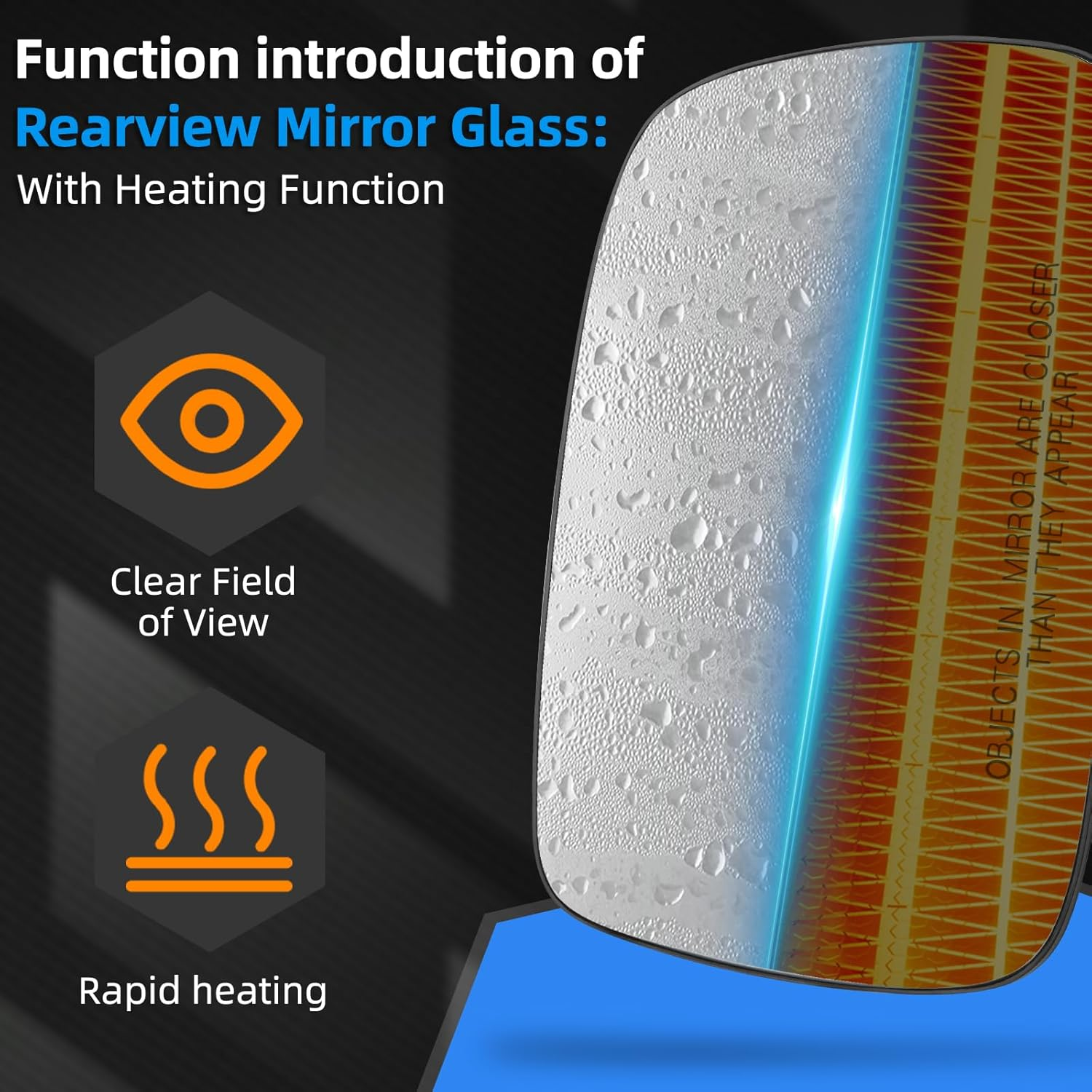 Right Side Mirror Replacement for Toyota Camry 2007 2008 2009 2010 2011 - Right Side Mirror Glass, Rear View Mirrors Glass with Power Heated image number 5