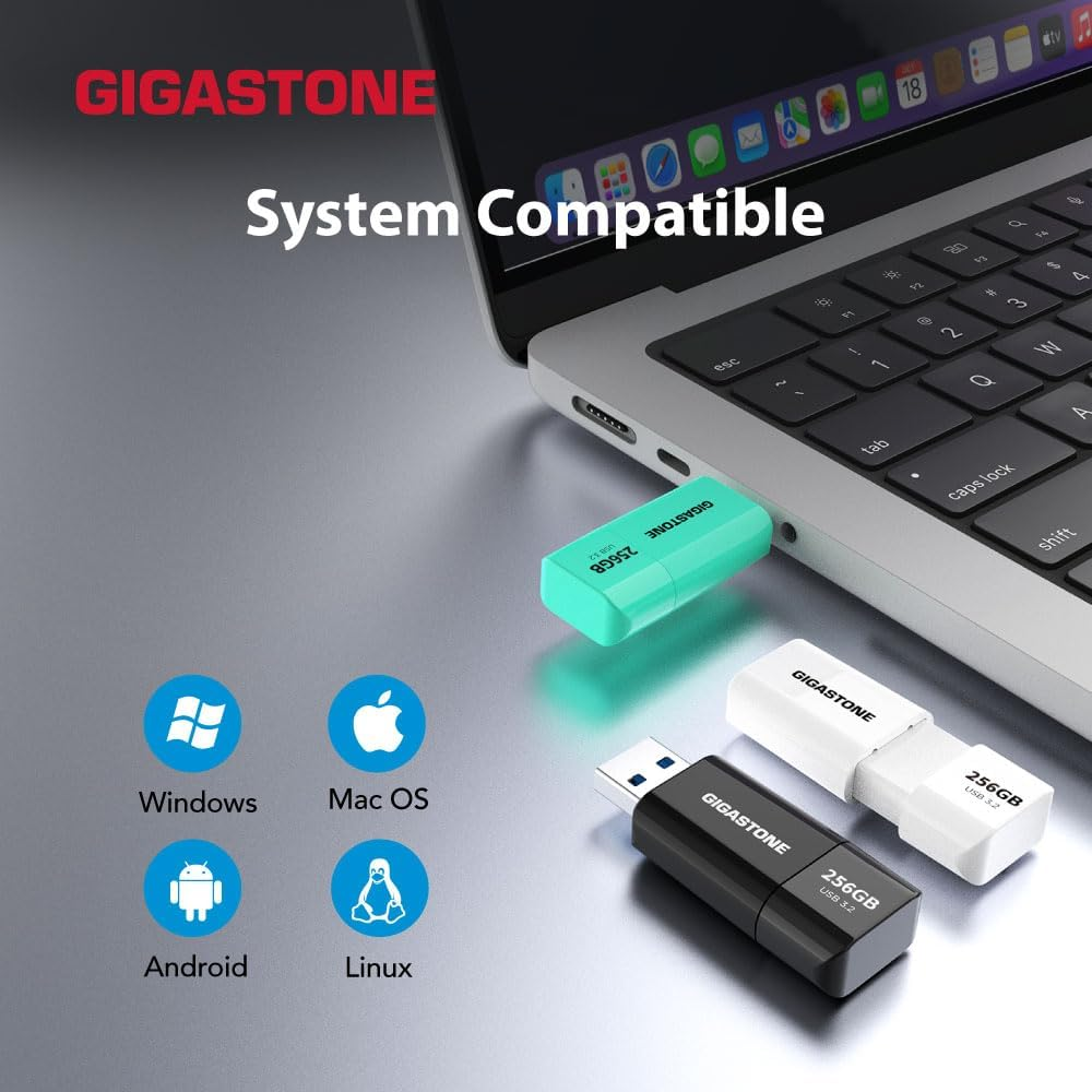 GIGASTONE Z60 32GB 2-Pack USB 3.2 Gen 1 Flash Drive, 100/40 Mb/S Ultra High Speed Pen Drive, Capless Retractable Design Thumb Drive, USB 2.0 / USB 3.0 / USB 3.1 Interface Compatible image number 5