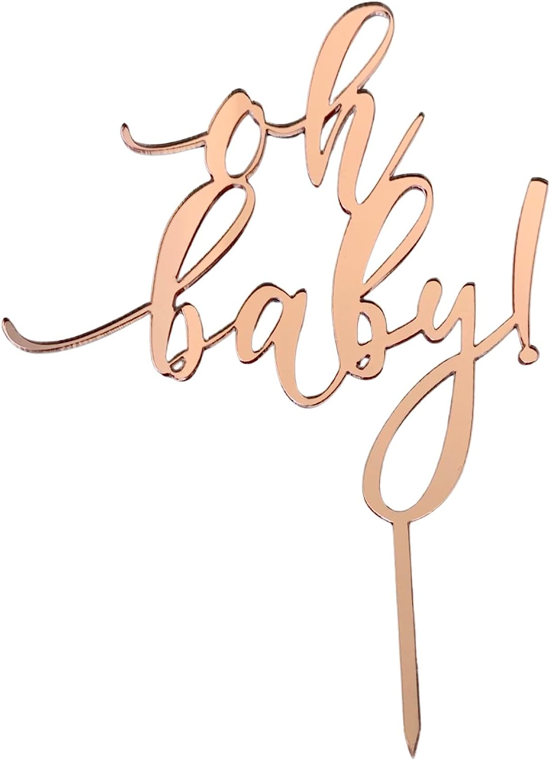 Oh Baby, He or She, Baby Girl, Baby Boy Cake Topper -Gold Acrylic-Baby Shower Cake Topper for Baby Showers and Gender Reveal Parties for Boys and Girls (He or She - Gold) image number 2