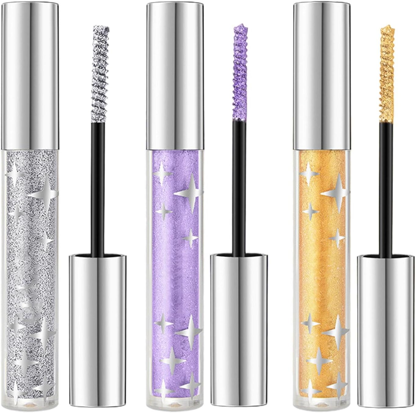 Glitter Mascara Eyeshadow - 3Pcs Diamond Set for Eyelashes, Lengthening Volumizing Colorful Mascara for Women & Girls image number 5