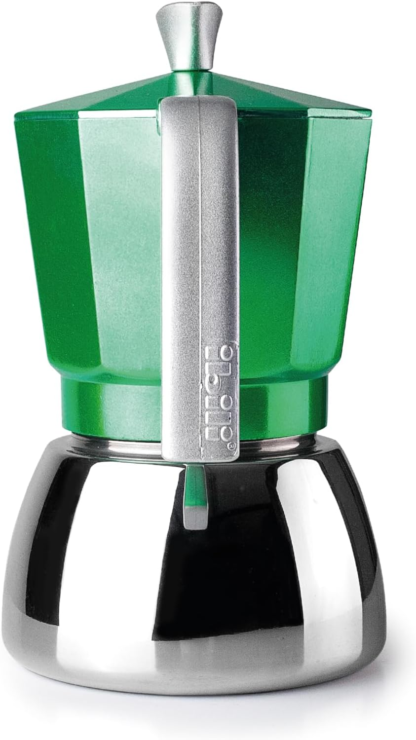 IBILI - Elba Green Espresso Machine, 3 Cups, 150 Ml, Cast Aluminium, Stainless Steel Base, with Reducer for 2 Cups, Suitable for Induction image number 6