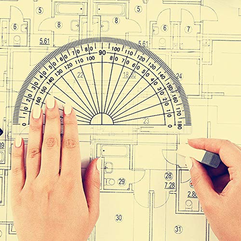 2-Piece Plastic Protractor Set, 4" and 6" Clear Color, 180&deg; image number 3