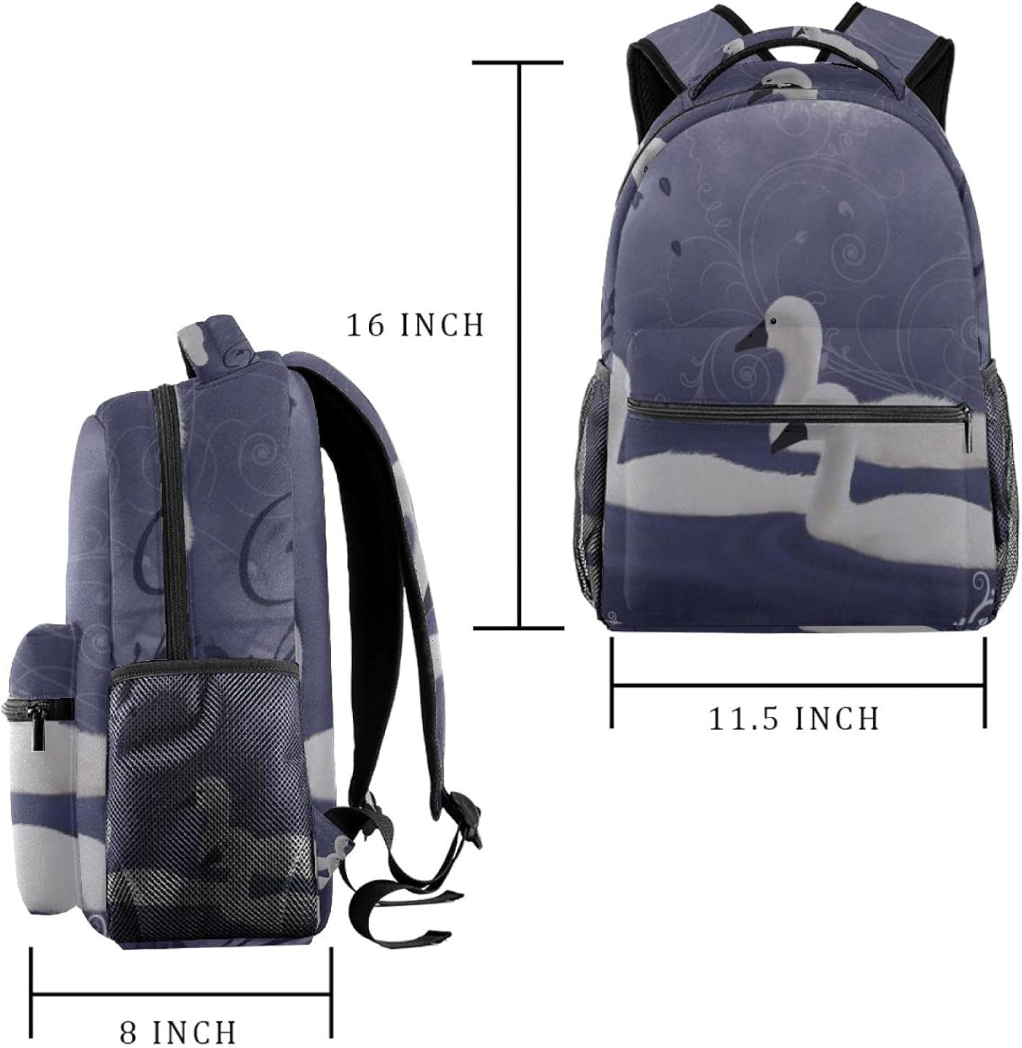 Swan River Pond Birds Backpack Students Shoulder Bags Travel Bag College School Tote Backpacks image number 4