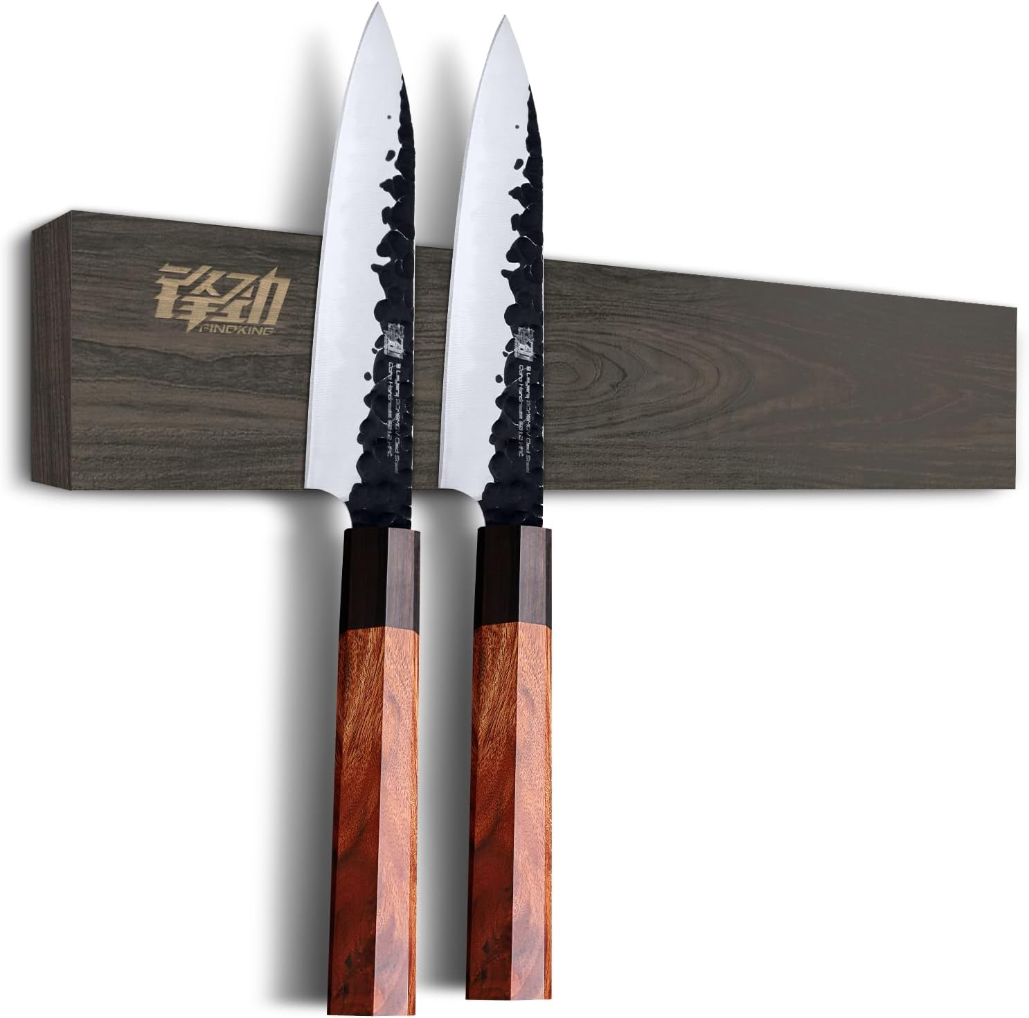 FINDKING Ash Wood Magnetic Knife Strip, Magnet Utensil Holder for Wall, Refrigerator, Wooden Rack for Kitchen Knives, No Drill (Dark Brown, 16 Inches, without Knives)