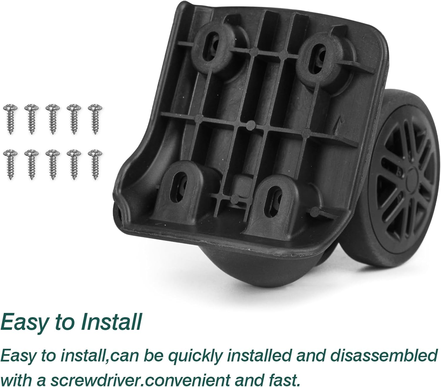 Ech.Apr 1 Pair Luggage Wheels Replacement,Mute Suitcase Wheel Repair Set, Black Luggage Suitcase Caster Wheel Replacement Parts, Double-Row Wheels image number 4