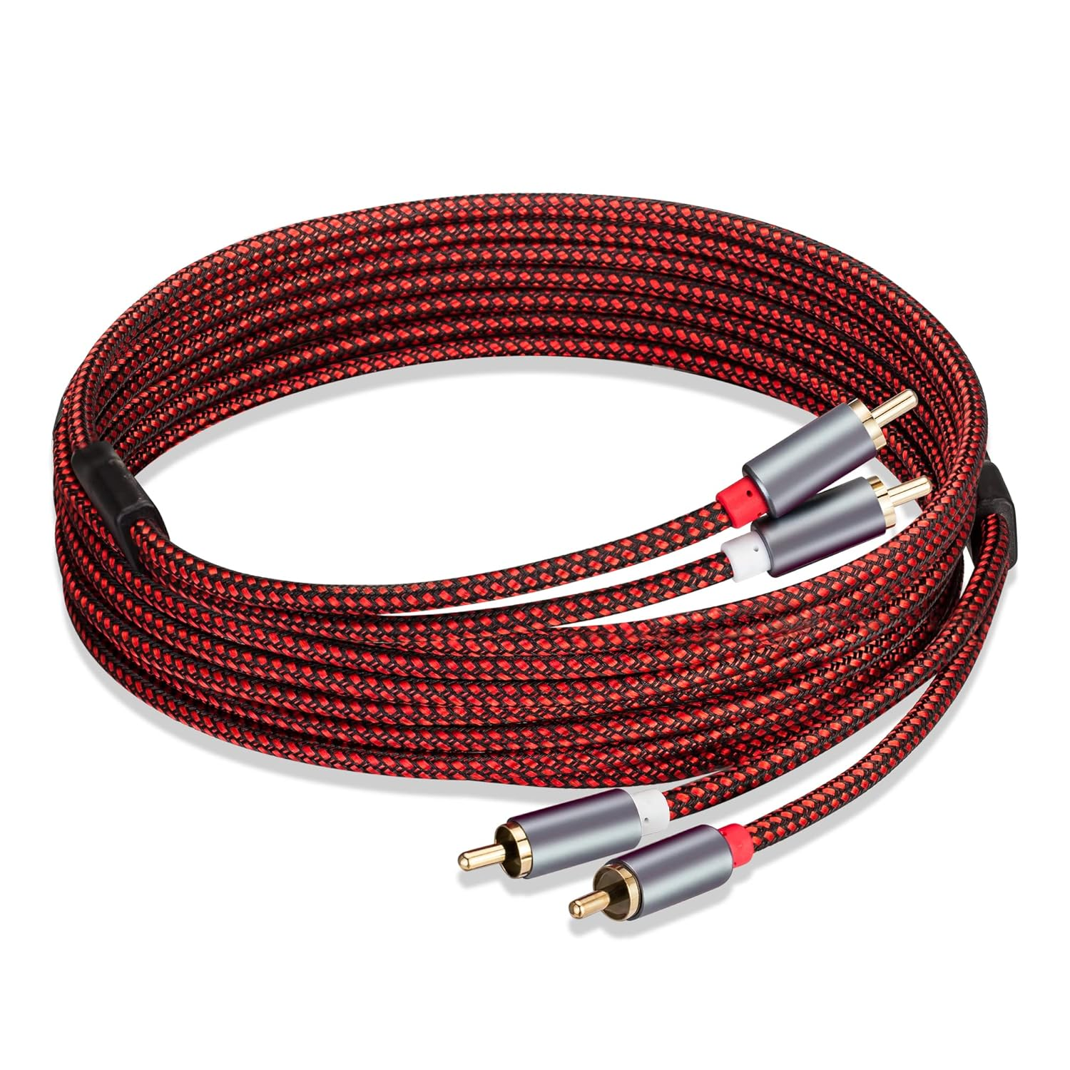 GESSEOR RCA Cable 6 Ft 2RCA to 2RCA Cable 2Rca Male to 2-RCA Male Audio Stereo Subwoofer Cable Nylon-Braided Auxiliary Audio Cord for Home Theater, HDTV, Amplifiers, Hi-Fi image number 2