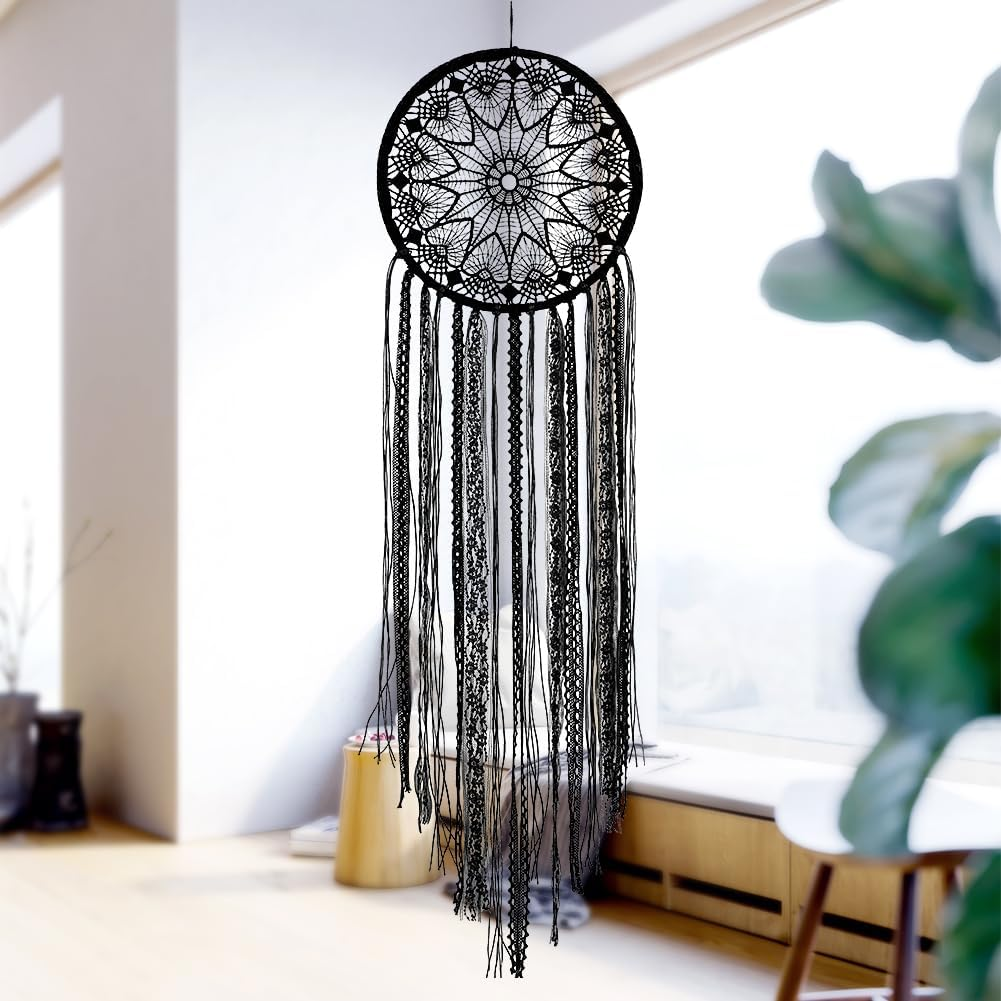 LOMOCRAFT Dream Catcher-Handmade Traditional Dream Catcher Wall Hanging Home Decoration Ornament Decor Craft Gift Black Lace