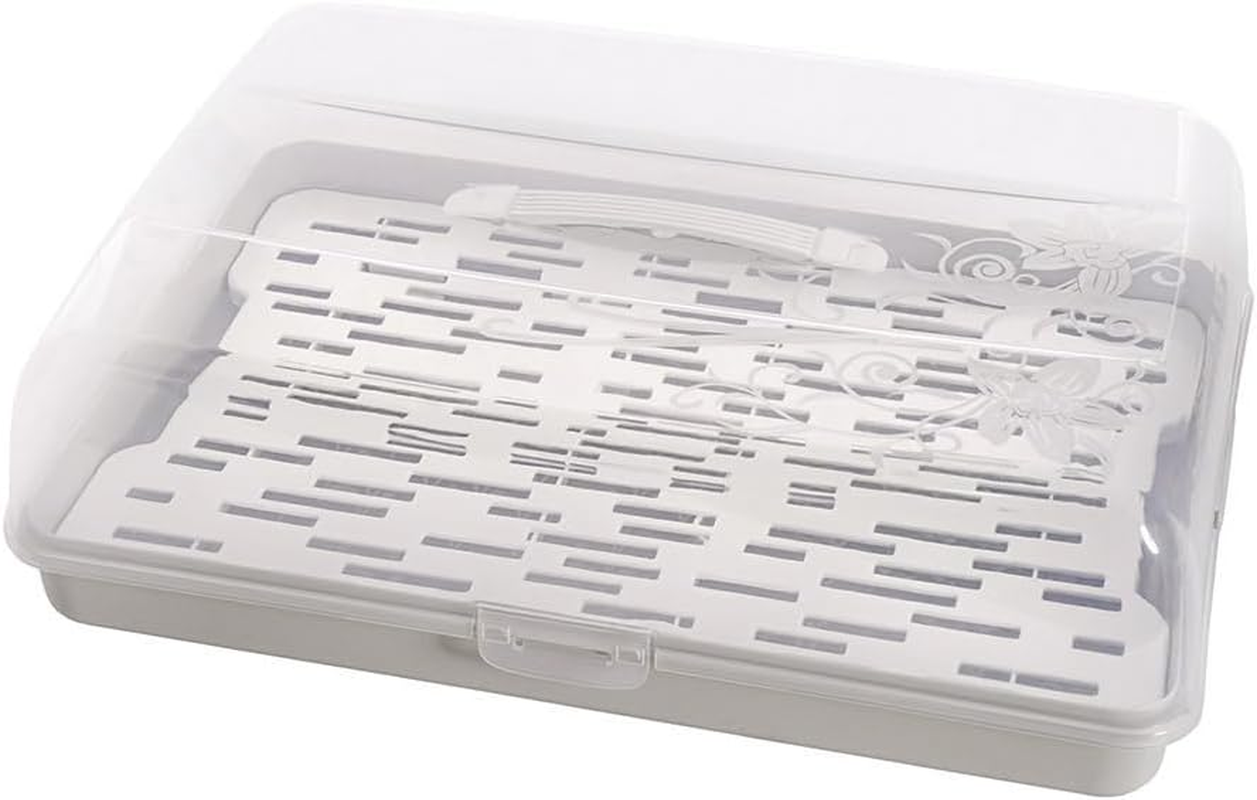 Branq Home Essential Joy round Cake Container with High Cover and Practical Carry Handle, Plastic (PP) Bpa-Free, Sage Colour/Transparent, 334 X 156 Mm